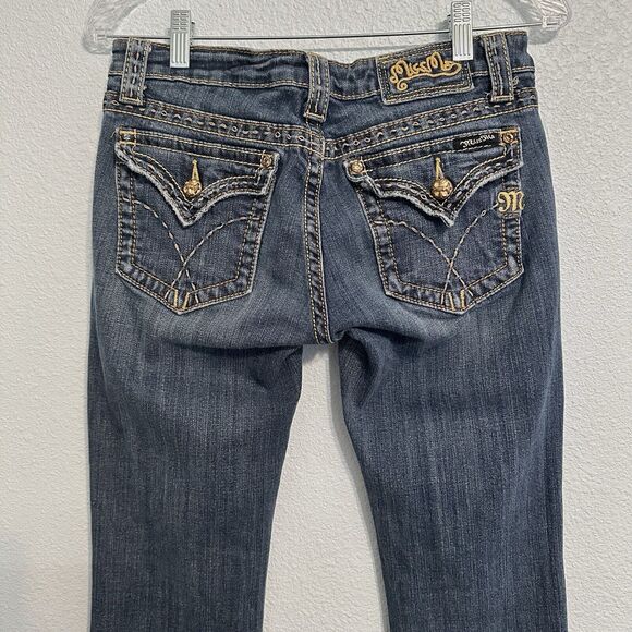 Miss Me Jeans JP4896D-3 Boot Gold Rivets Blue Denim Women’s Size 29x33 Low Rise - Picture 5 of 16